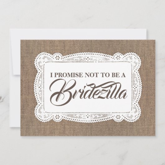 Rustic Fun Bridesmaid / Maid of Honor BRIDEZILLA Kaart (Voorkant)