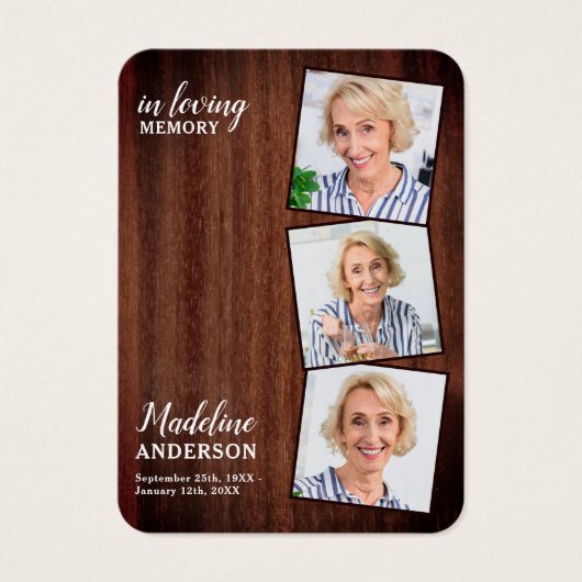 Rustic Funeral 3 Afbeelding Memorial Prayer Kaart (Voorkant)