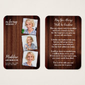 Rustic Funeral 3 Afbeelding Memorial Prayer Kaart (Voorkant /achterkant)