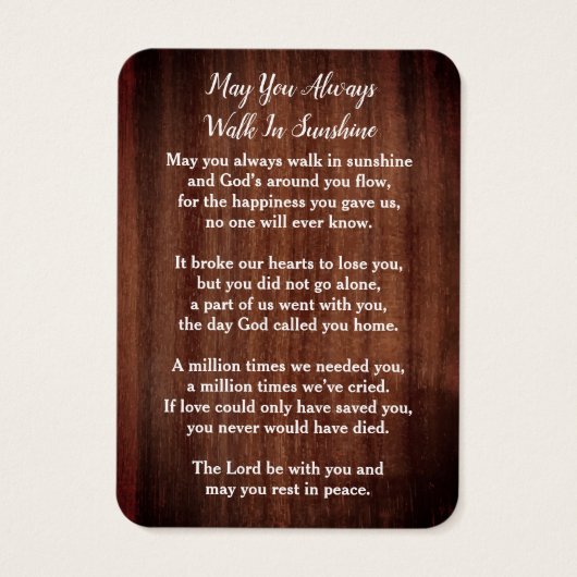 Rustic Funeral 3 Afbeelding Memorial Prayer Kaart (Achterkant)