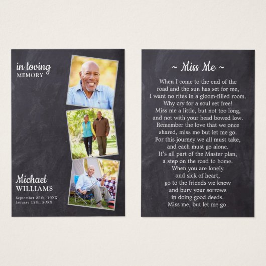 Rustic Funeral 3 Foto Memorial Prayer Kaart (Voorkant /achterkant)