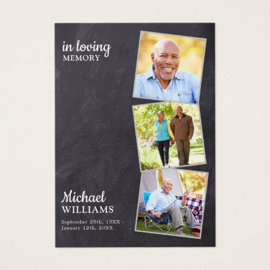 Rustic Funeral 3 Foto Memorial Prayer Kaart (Voorkant)