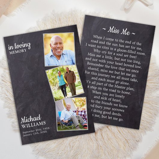 Rustic Funeral 3 Foto Memorial Prayer Kaart