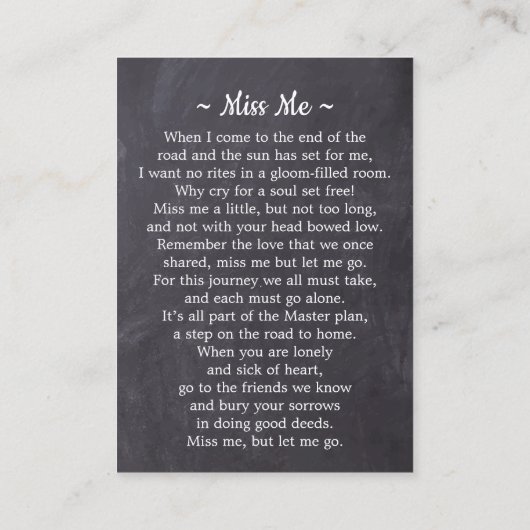 Rustic Funeral 3 Photo Slate Memorial Prayer Kaart Contactkaartje (Achterkant)