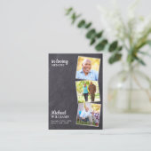 Rustic Funeral 3 Photo Slate Memorial Prayer Kaart Contactkaartje (Staand voorkant)