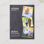 Rustic Funeral 3 Photo Slate Memorial Prayer Kaart Contactkaartje (Voorkant)