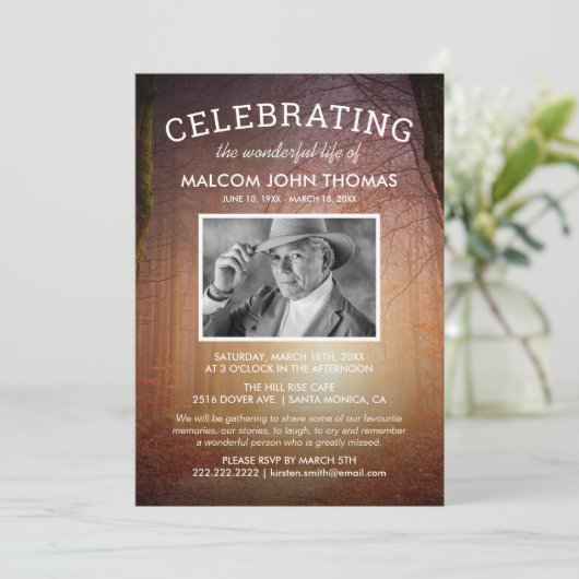 Rustic Funeral | Levensfoto vieren Kaart (Staand voorkant)