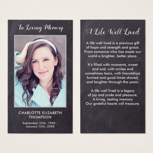 Rustic Funeral Memorial Foto sympathie Kaart gepre (Voorkant /achterkant)