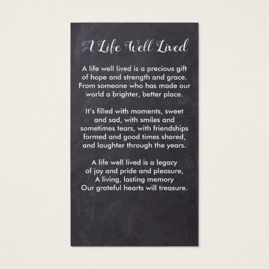 Rustic Funeral Memorial Foto sympathie Kaart gepre (Achterkant)