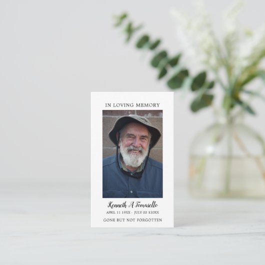 Rustic Funeral Memorial Prayer Photo Card Visitekaartje (Staand voorkant)