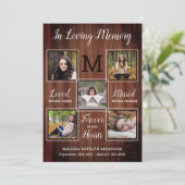 Rustic Funeral Photo Collage Sympathie Memorial Bedankkaart (Staand voorkant)