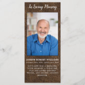 Rustic Funeral Photo Leather Memorial Prayer Kaart (Voorkant)