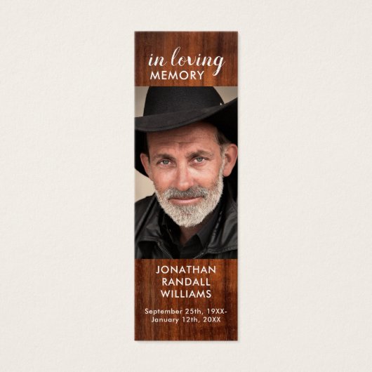Rustic Funeral Photo Memorial Prayer Bladwijzer Mini Visitekaartjes (Voorkant)