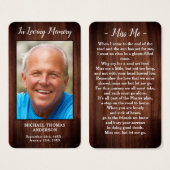 Rustic Funeral Photo Memorial Prayer Kaart Poem (Voorkant /achterkant)