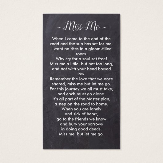 Rustic Funeral Photo Sympathy Memorial Prayer Kaar Visitekaartje (Achterkant)