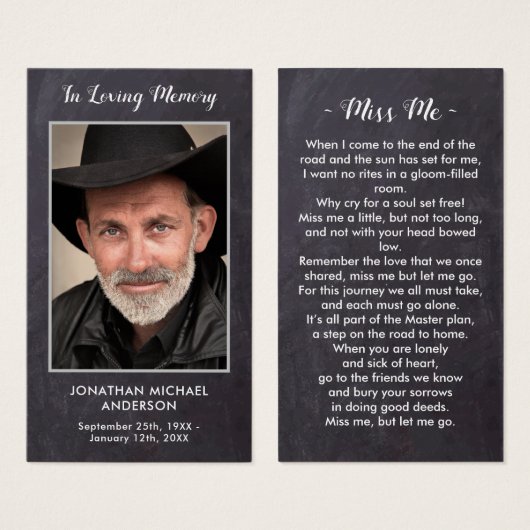 Rustic Funeral Photo Sympathy Memorial Prayer Kaar Visitekaartje (Voorkant /achterkant)
