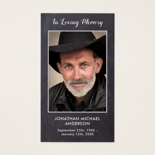 Rustic Funeral Photo Sympathy Memorial Prayer Kaar Visitekaartje (Voorkant)