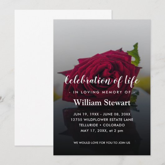 Rustic Funeral | Roos Floral Celebration of Life Kaart (Voorkant / Achterkant)