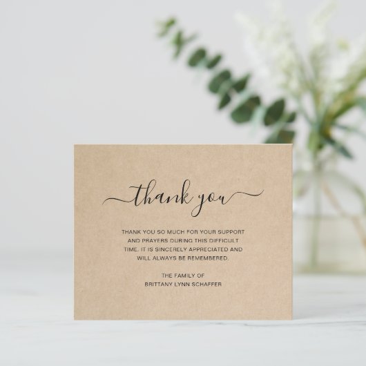 Rustic Funeral Sympathie Budget Hartelijk dank (Staand voorkant)