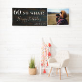 Rustic Funny 60, wat foto van de 60ste verjaardag Spandoek (Insitu)