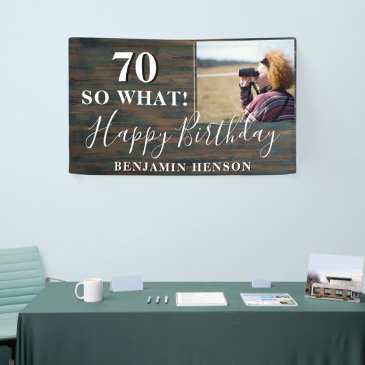 Rustic Funny 70, wat 70e verjaardag foto Spandoek (Beurs)