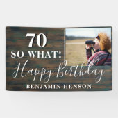 Rustic Funny 70, wat 70e verjaardag foto Spandoek (Horizontaal)