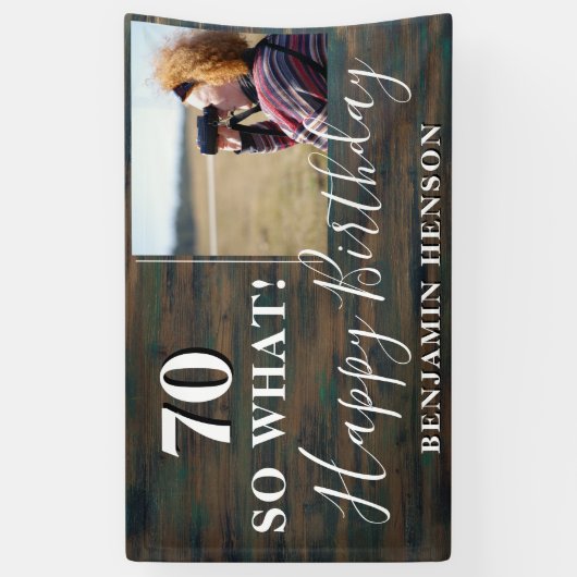 Rustic Funny 70, wat 70e verjaardag foto Spandoek (Verticaal)