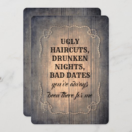 Rustic Funny Bridesmaid / Maid of Honor proposal Kaart (Voorkant / Achterkant)