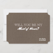 Rustic Funny Bridesmaid / Maid of Honor proposal Kaart (Achterkant)