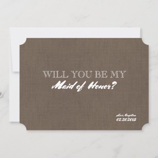 Rustic Funny Bridesmaid / Maid of Honor proposal Kaart (Achterkant)