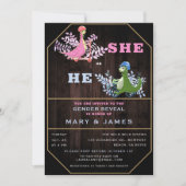 Rustic Funny Dinosaurs Foliage Gender Reopenbaarma Kaart (Voorkant)