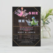 Rustic Funny Dinosaurs Foliage Gender Reopenbaarma Kaart (Staand voorkant)