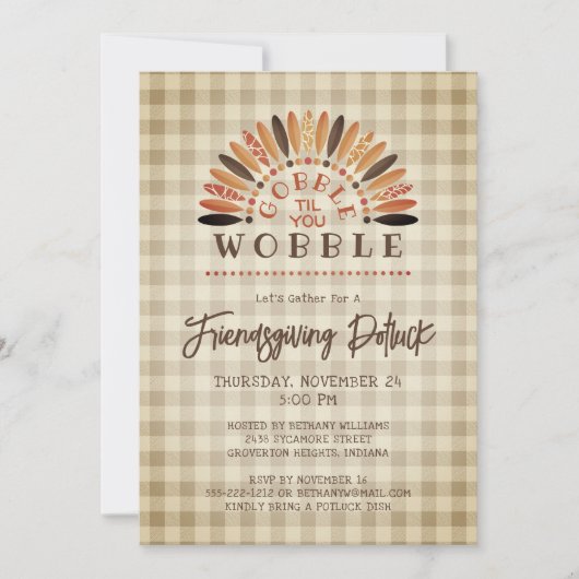 Rustic Funny Friendsgiving Potluck Turkey Pset Kaart (Voorkant)