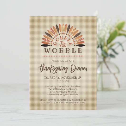 Rustic Funny Thanksgiving Dinner Turkey Pset Kaart (Staand voorkant)