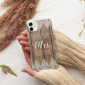 Rustic Future Mrs Verloving Barn Wood en Lace Case-Mate iPhone Case