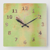 Rustic Garage Workshop Green Metal Patina Weld Vierkante Klok (Voorkant)