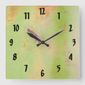 Rustic Garage Workshop Green Metal Patina Weld Vierkante Klok (Voorkant)