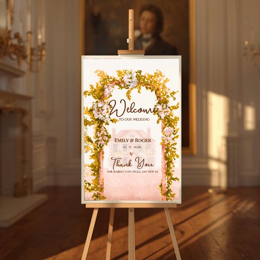 Rustic Garden Arch Countryside Wedding Welcome Poster