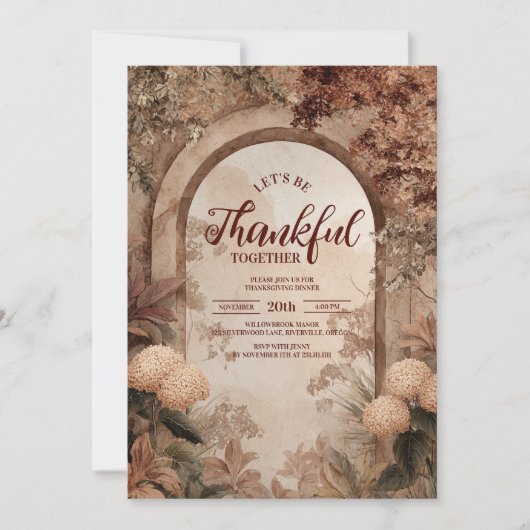 Rustic Garden Arch Thanksgiving Diner Kaart (Voorkant)