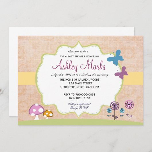 Rustic Garden Baby shower Uitnodiging (Voorkant / Achterkant)