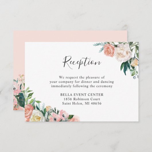 Rustic Garden Bloemen bruiloft details Receptie Informatiekaartje (Voorkant / Achterkant)