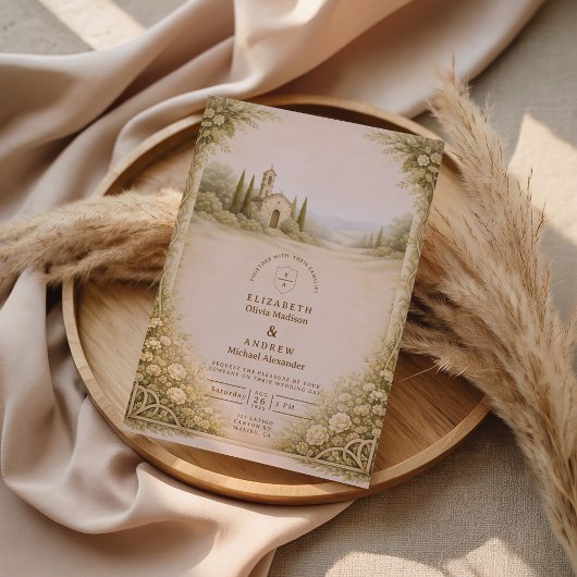 Rustic Garden Chapel Countryside Wedding Kaart