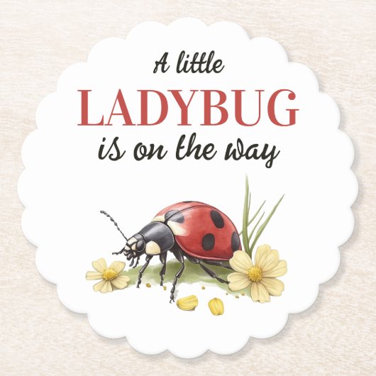 Rustic Garden Daisy Little Ladybug Baby Shower Kartonnen Onderzetters (Voorkant)