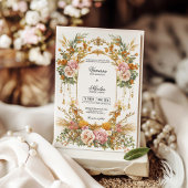 Rustic Garden Estate Blush Gold Floral Wedding  Kaart