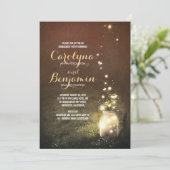 Rustic Garden Fireflies Mason Jar Engagement Party Kaart (Staand voorkant)