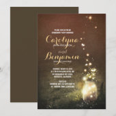 Rustic Garden Fireflies Mason Jar Engagement Party Kaart (Voorkant / Achterkant)