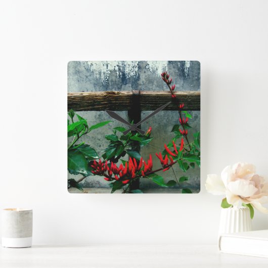 Rustic Garden Floral Vierkante Klok (Huis)