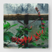 Rustic Garden Floral Vierkante Klok (Voorkant)