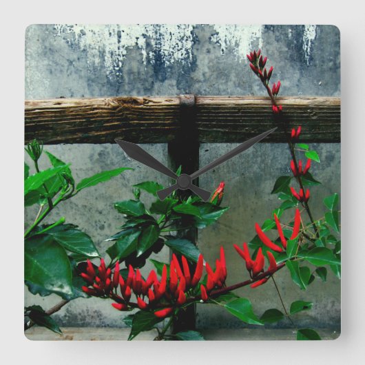 Rustic Garden Floral Vierkante Klok (Voorkant)