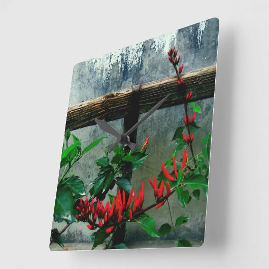 Rustic Garden Floral Vierkante Klok (Hoek)